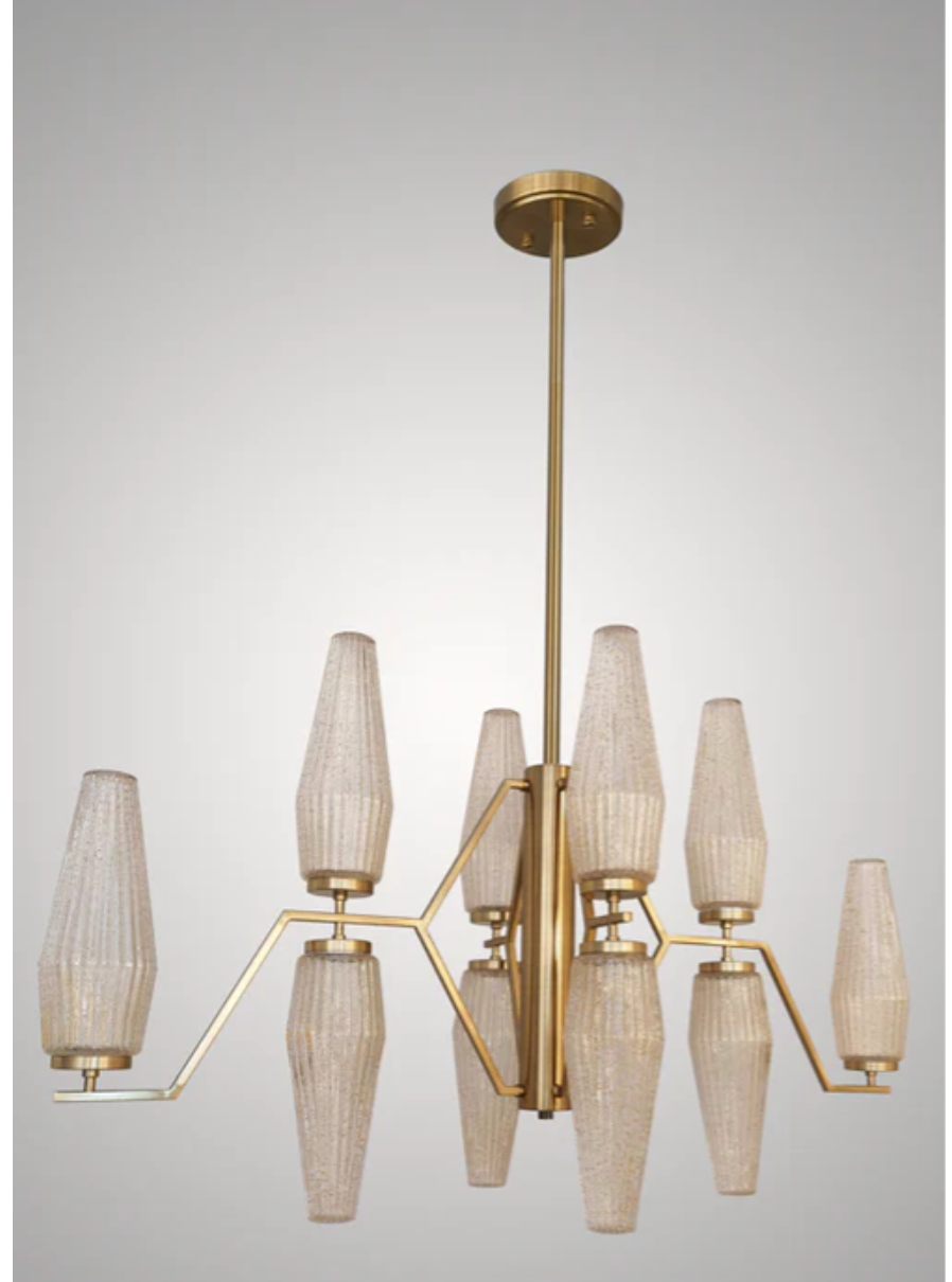 The Golden Crinkle Glass Chandelier Orion Cluster