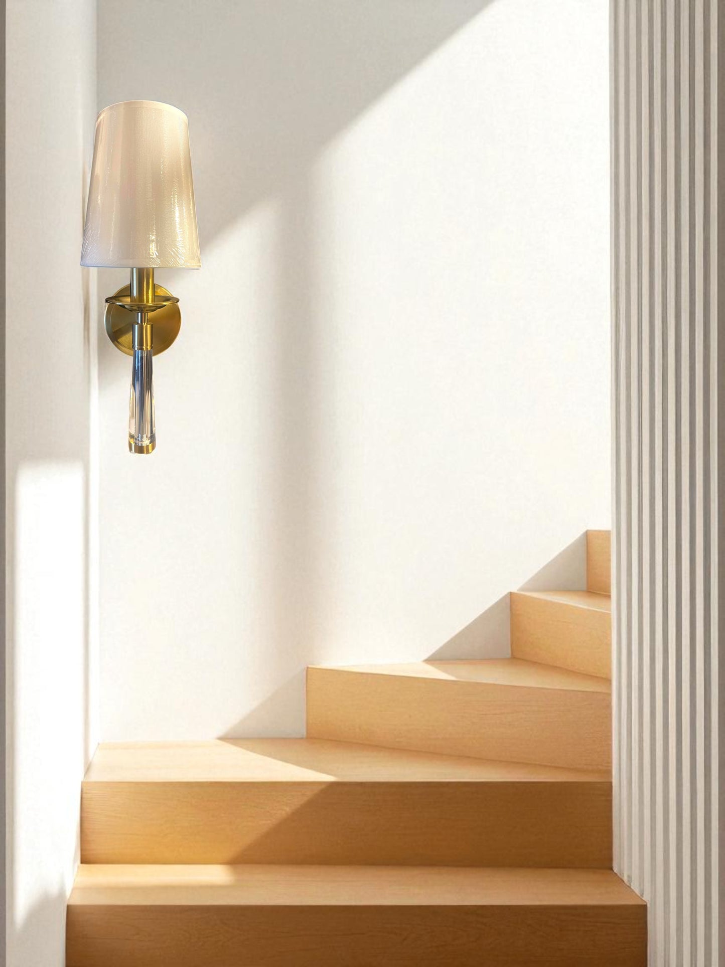 The Aurelia Crystal wall light with white shade