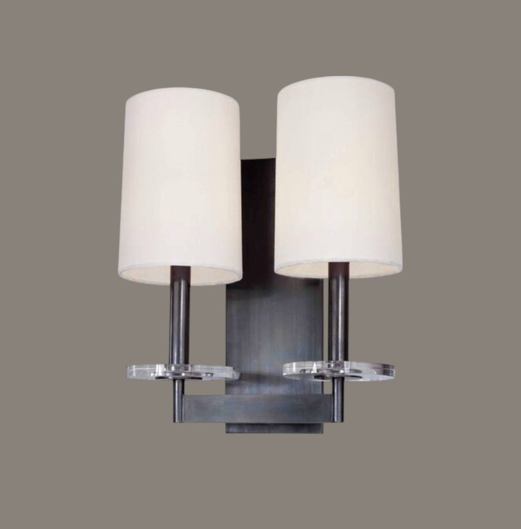 The Nova Panel Black Crystal White Shade Wall light
