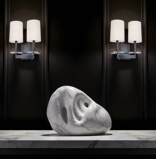 The Nova Panel Black Crystal White Shade Wall light