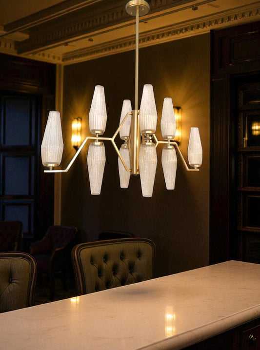 The Golden Crinkle Glass Chandelier Orion Cluster