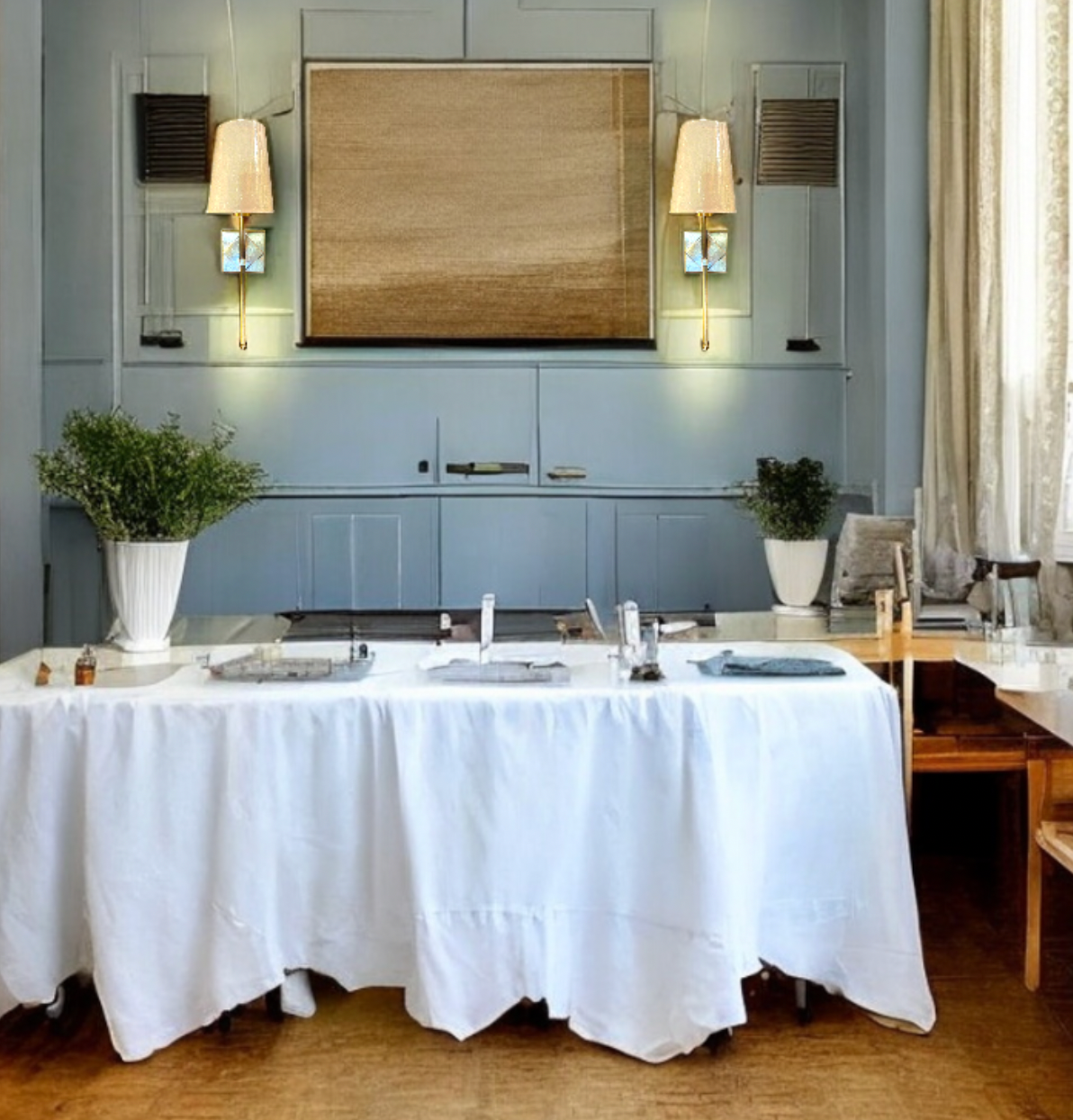 Art de Lumière sleek and simple brush gold antique brass wall light