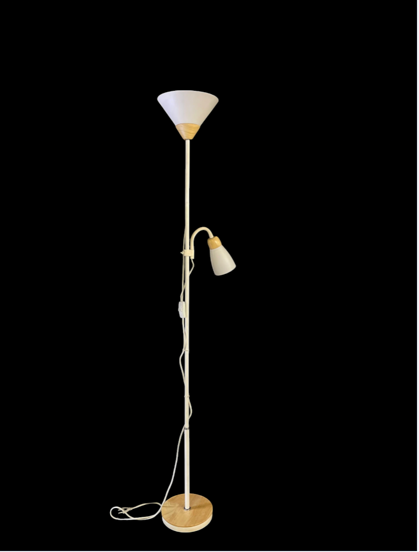 Stand Grand two way white pedestal standing floor lamp