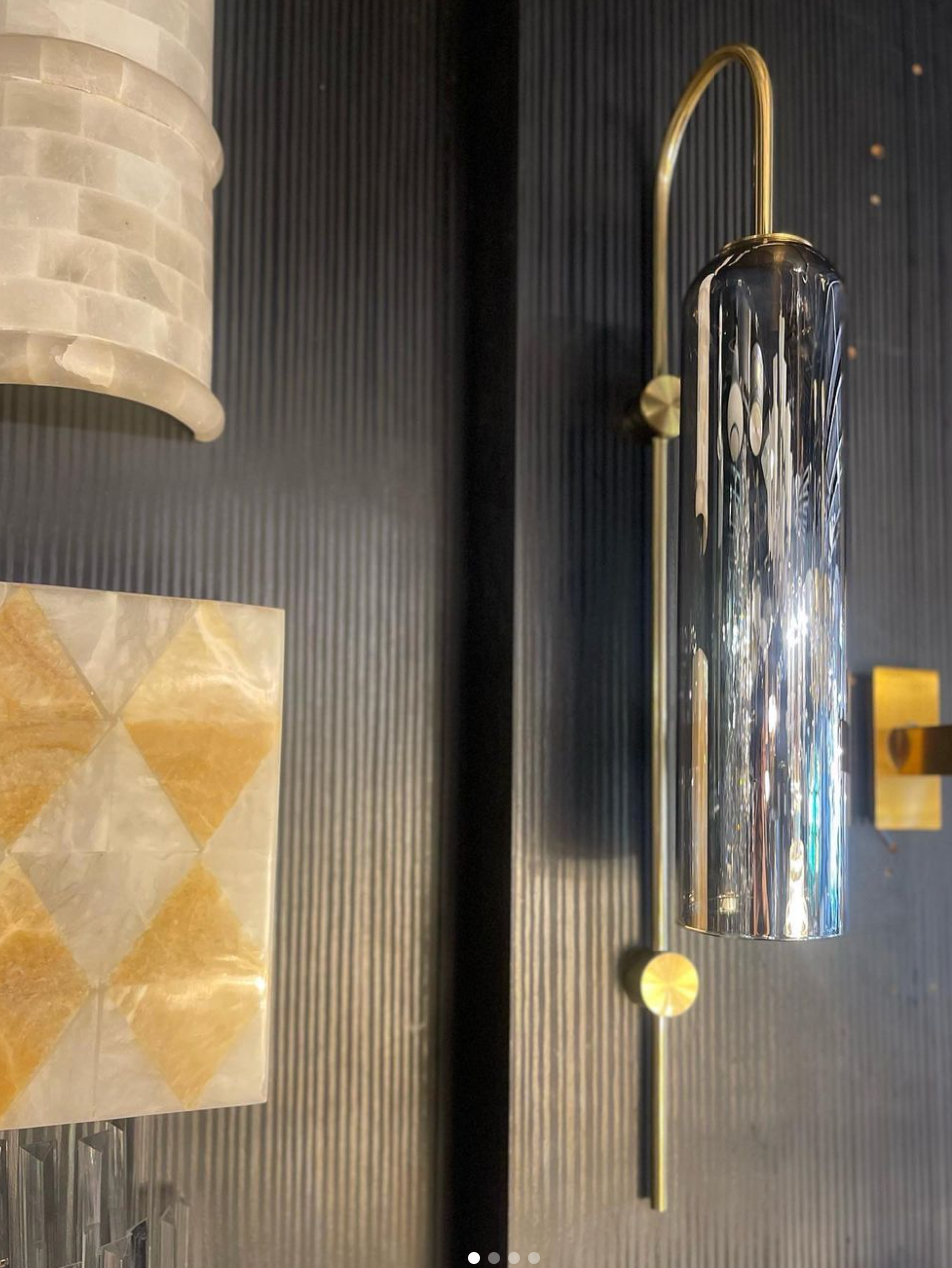 Smokey Nagata large size wall light with smokey grey glass