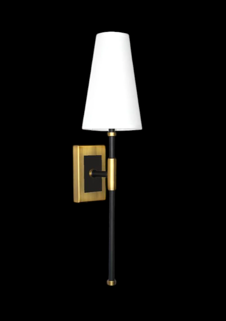 Glow in Flow sleek black and gold shade wall light