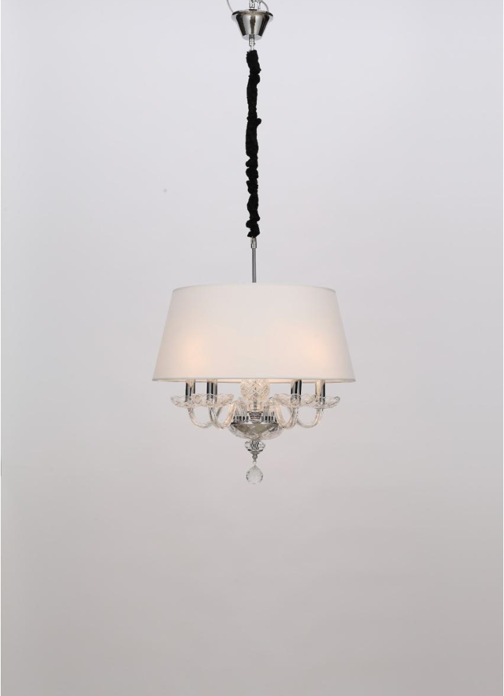 Stella di Brillanti crystal hanging light/ chandelier with white shade