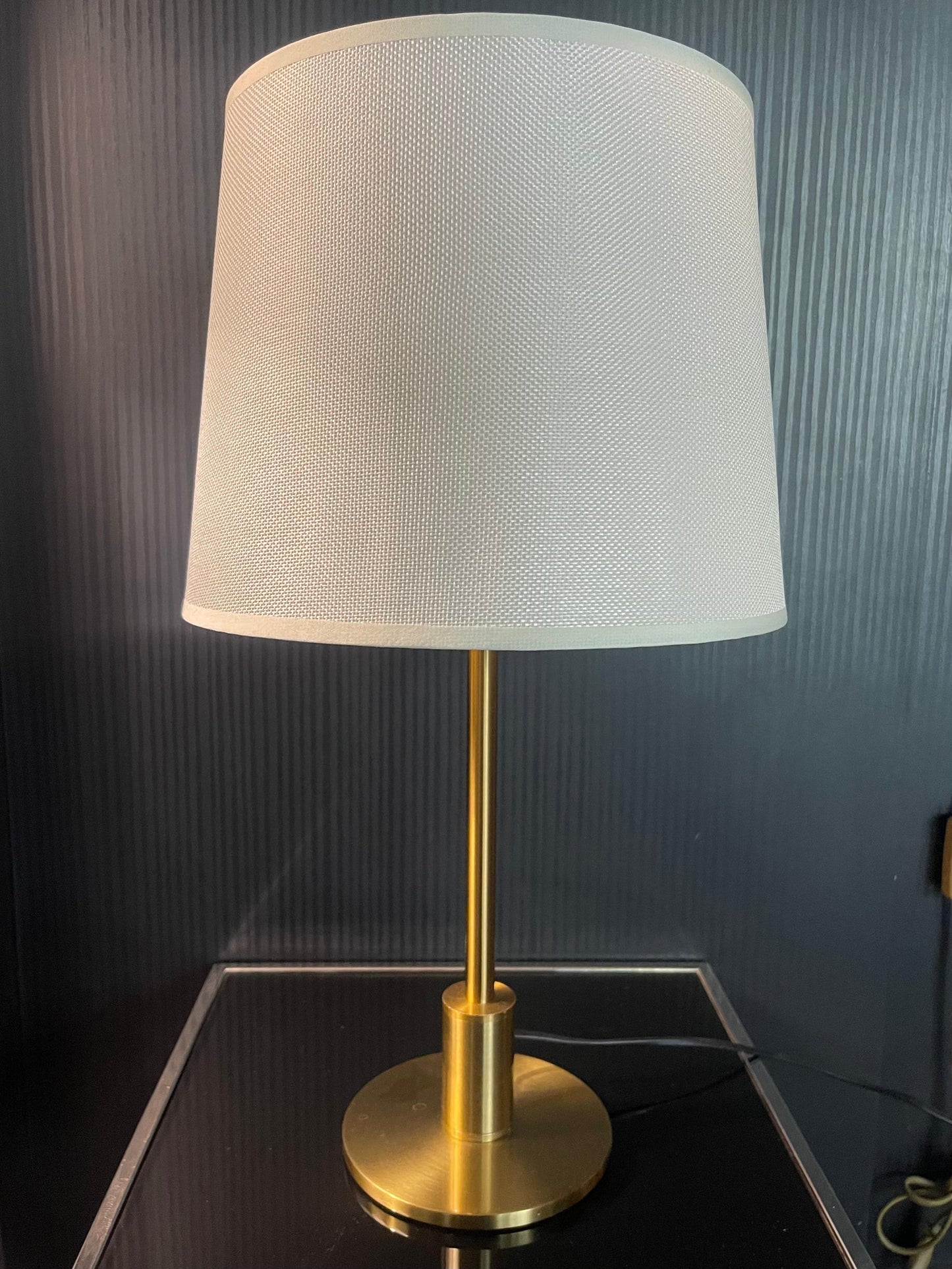 Beam and Gleam brushed metal golden finish table lamp