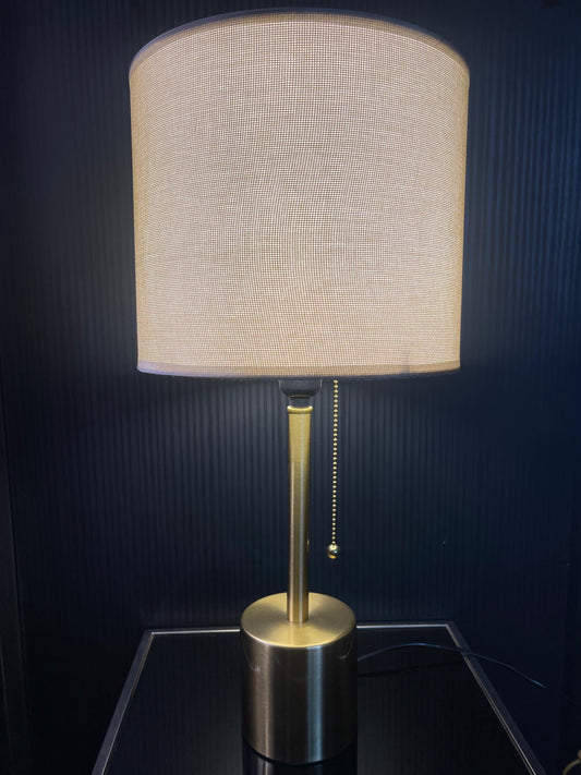 Brighten the Night brushed metal finish golden table lamp