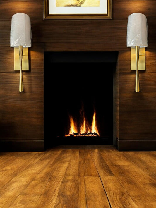 Shine with Design brush gold finish with white shade wall light