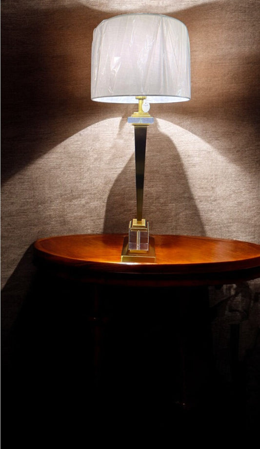 Opus Lucis Antique Brass and Crystal table lamp