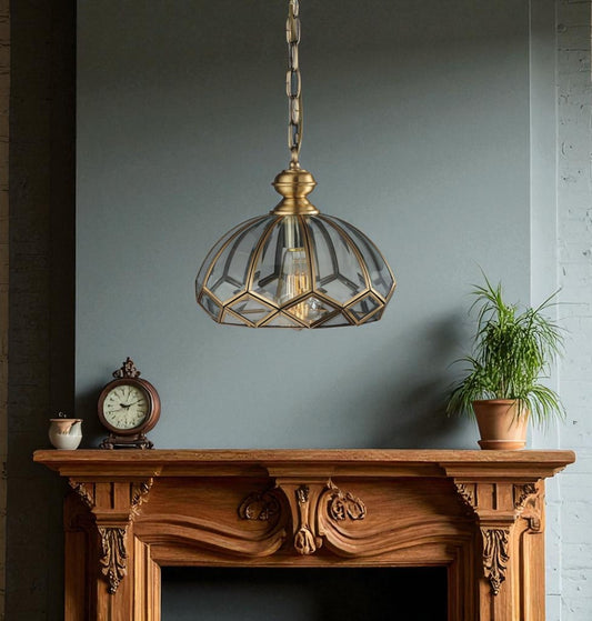 The Versailles Dome Brass and Glass Hanging Pendant