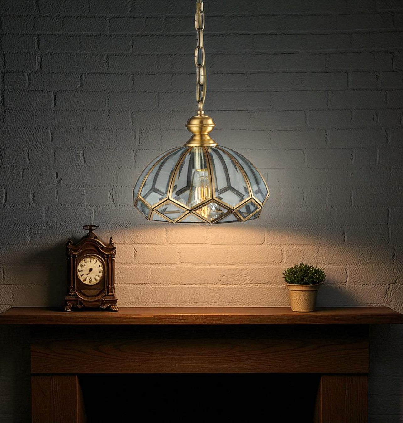 The Versailles Dome Brass and Glass Hanging Pendant