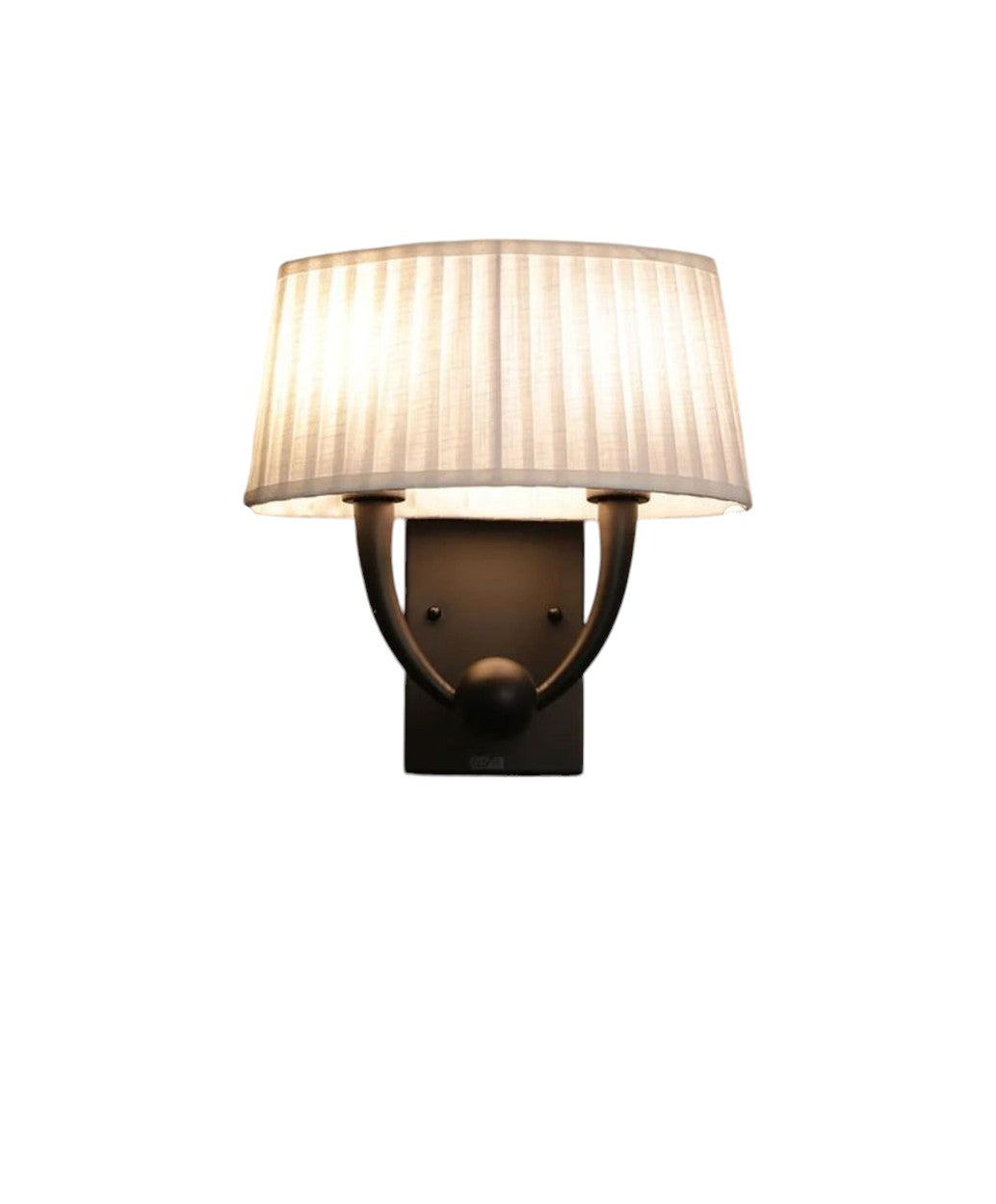 Mighty Oak wall light with white shade and wood finish body