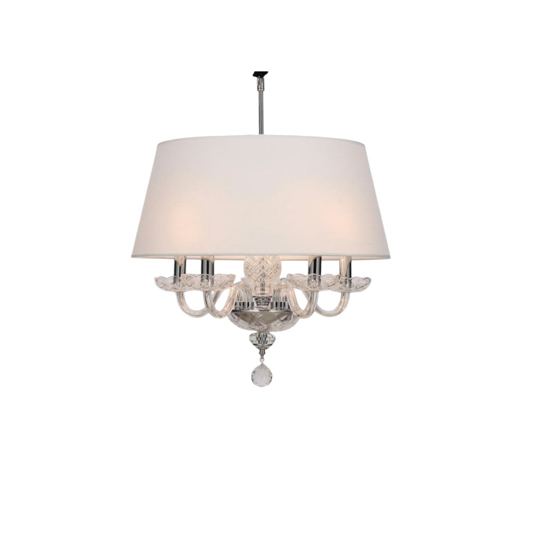 Stella di Brillanti crystal hanging light/ chandelier with white shade