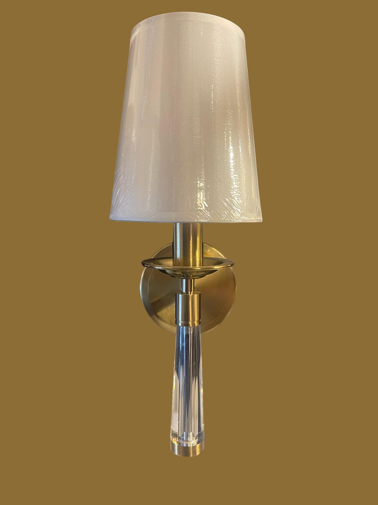 The Aurelia Crystal wall light with white shade