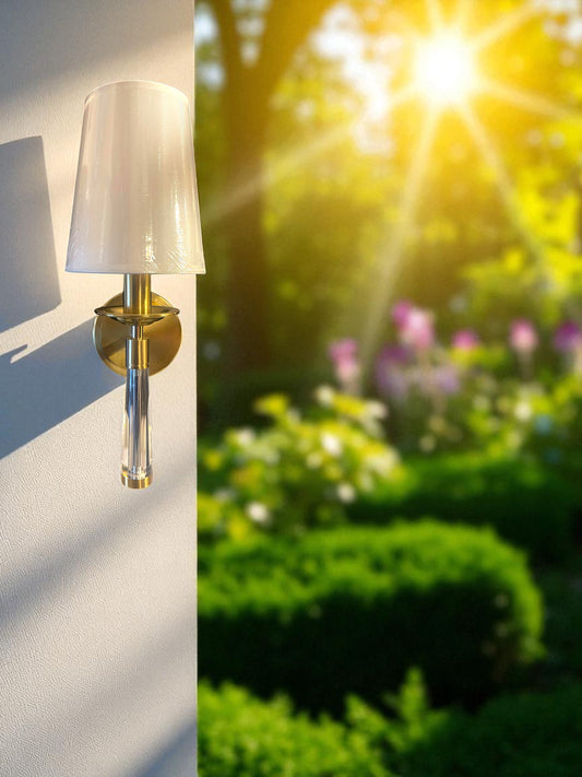 The Aurelia Crystal wall light with white shade